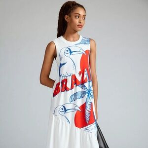 White and Red Graphic Dress